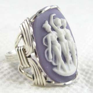 Three Dancing Graces Cameo Ring Sterling Silver Custom Jewelry  