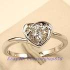 pure heart 18k white gold gp solid cz stone ring