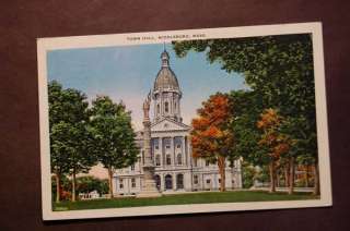 c1938 View of Town Hall, Middleboro, Mass. Old Postcard  