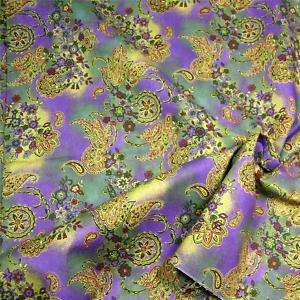 RJR Cotton Fabric Radiant Gold Purple Paisley BTY  