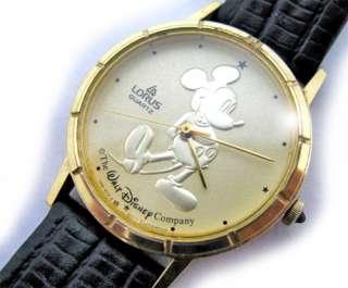 VINTAGE LORUS MICKEY MOUSE GOLD COIN Embossed Men WATCH  