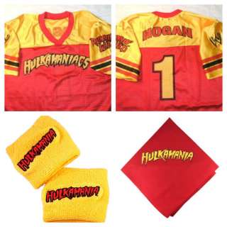 Hulk Hogan Costume Jersey Shirt bandana Hulkamania wristbands New 