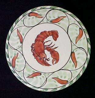 Jose Dovis Lobster Folkart Retired Pottery Trivet Green  