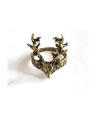 Opulenter Bronze Hirschhorn Ring im antiken Retro Stil Schmuck 