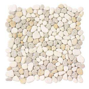  Court Creama River RockMosaic 12 in. x 12 in. Marble Wall & Floor Tile