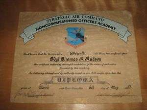 named document certificate USAF Vietnam SAC diploma  
