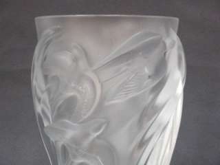 AUTHENTIC LALIQUE MARTINETS SWIFTS CRYSTAL VASE FRANCE  