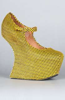 Jeffrey Campbell The Night Walk Shoe in Yellow and Black Hearts 