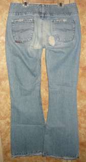 Awesome Silver Low Rise Destroyed Flare Jeans sz 30 x33  