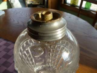 ANTIQUE 1860S NEW ENGLAND GLASS CO. WHALE OIL LAMP WAFFLE & THUMB 