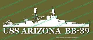 Pre WWII BB 39 USS Arizona Battleship Vinyl Sticker  