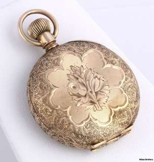   Engraved Elgin Pocketwatch Locket Pendant   14k Gold 58.2g Watch