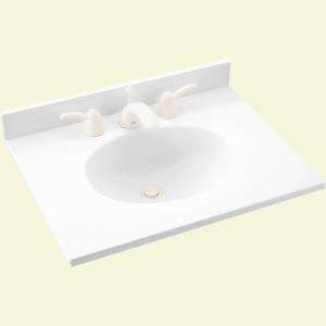 Ellipse 25 in. Solid Surface Vanity Top in White with White Basin 