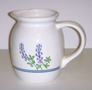 Ceramic Pottery PITCHER w BLUEBONNETS Flowers Design  