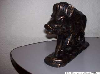 500 Tierplastik von Wildschwein , Keiler / Massiv Bronze  