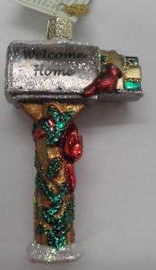 GLITTERY GLASS MAILBOX WITH PRESENTS CHRISTMAS ORNAMENT  