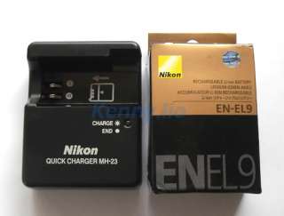 Nikon EN EL9 Battery + MH 23 Charger For DSLR D60 D40 D40X camera 
