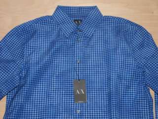 Armani Exchange Ombre Check Shirt Indigo NWT  