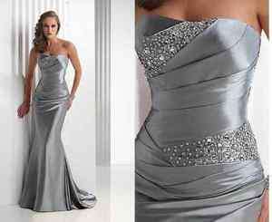 Abendkleid,Ball​kleid lang Gr 34 36 38 40 42 Neu Grau  