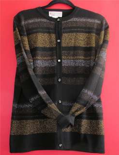 Milano Design Black Metallic Cardigan Sweater Womens S  