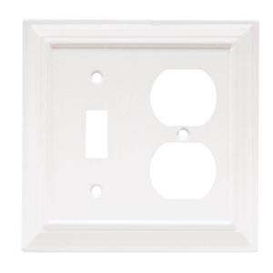 Liberty 2 Gang Switch/Duplex Wood Architectural White Wall Plate 