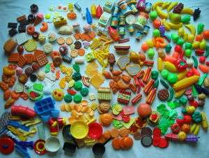 Huge Play Food Lot 375 Pieces Little Tikes Fisher Price Utensils Fruit 