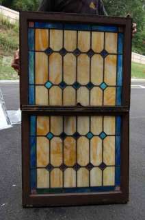 Nice Double Hung Stained Glass Window in wood frame +  