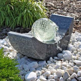 Granit Springbrunnen Gartenbrunnen mit LED Beleuchtung und drehender 