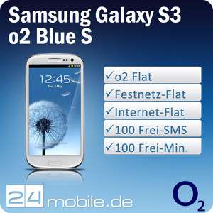 Samsung Galaxy S3 + o2 Flat, Internet Flat, Festnetz Flat, 100 Frei 