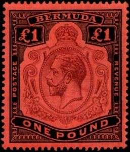 Bermuda 1918 54 SG 55 £1 1 Pound Red George Mint NH  