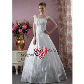 Princess Floor length Satin Wedding Dress With Applique  