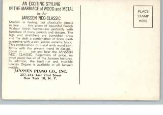 Janssen Piano Co New York City   The Neo Classic Ad Postcard  