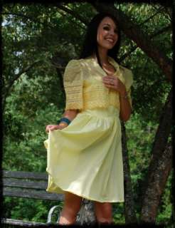 Vintage Lacey Bolero Jacket Yellow Party Dress  