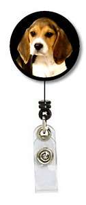 BEAGLE DOG CLIP ON RETRACTABLE ID BADGE HOLDER GIFT  