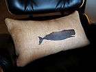 rustic cottage style burlap pillow cover sperm whale 12 x