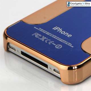METAL BLUE / GOLD CHROME BUMPER BLAZE Case Cover for Apple iPhone 4 
