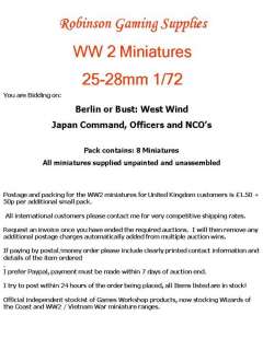 WW2 MINIATURES JAPAN COMMAND OFFICERS NCOs 28mm 1/60  