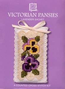 Textile Heritage Cross Stitch Lavender Bag Kit V Pansy 5030342471133 