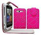 PiNK DiAMOND LEATHER FLiP CASE COVER POUCH FOR HTC WiLD