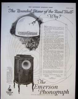 1920 EMERSON Phonograph magazine Ad Record Player music opera home 