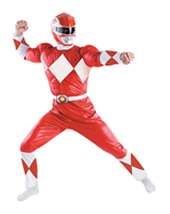 Mens Red Muscle Chest Power Ranger Costume Xl