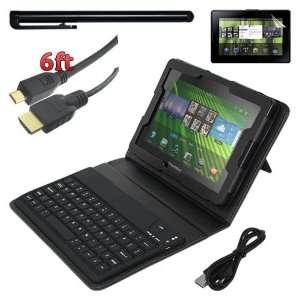  Skque Black Leather Case with Bluetooth Keyboard + Screen 