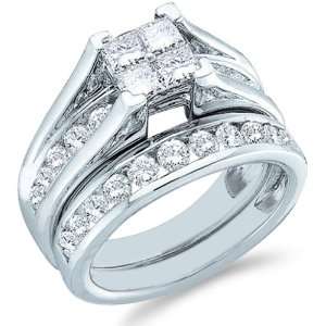 Size   4   14k White Gold Diamond Ladies Womens Bridal Engagement Ring 