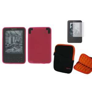  Pink) Silicone Skin Case Cover / Screen Protector for  Kindle 