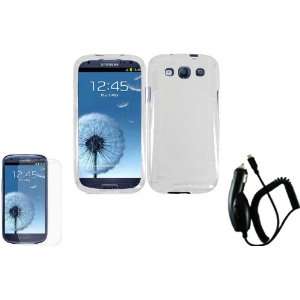  Clear Hard Case Cover+LCD Screen Protector+Car Charger for Samsung 