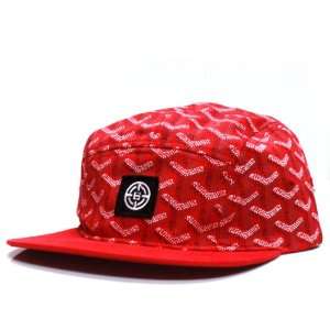 City Hunter Cn230 5 Panel Y Pattern with Leather Strap Hat   Red