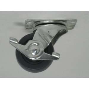Swivel caster with brake, 2 diameter x 1 wide hard rubber wheel with 