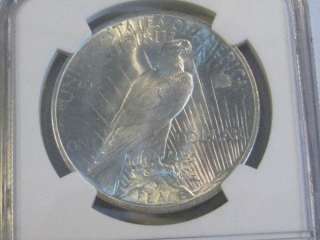 1923 BU Silver Peace Dollar. NGC MS 64. Bright & White. FREE US 