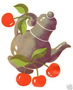 1940s Style Cherries & Teapots Canister/Spice Set RETRO  