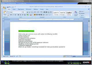 Training for Vista & Office 2007   Excel Word Tutor  